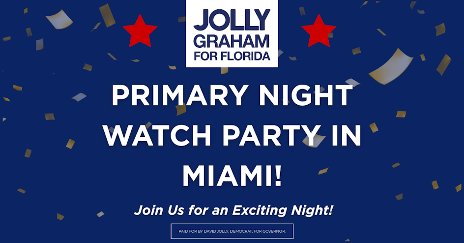 Primary Night Watch Party in Miami organized by David Jolly for Florida 2026